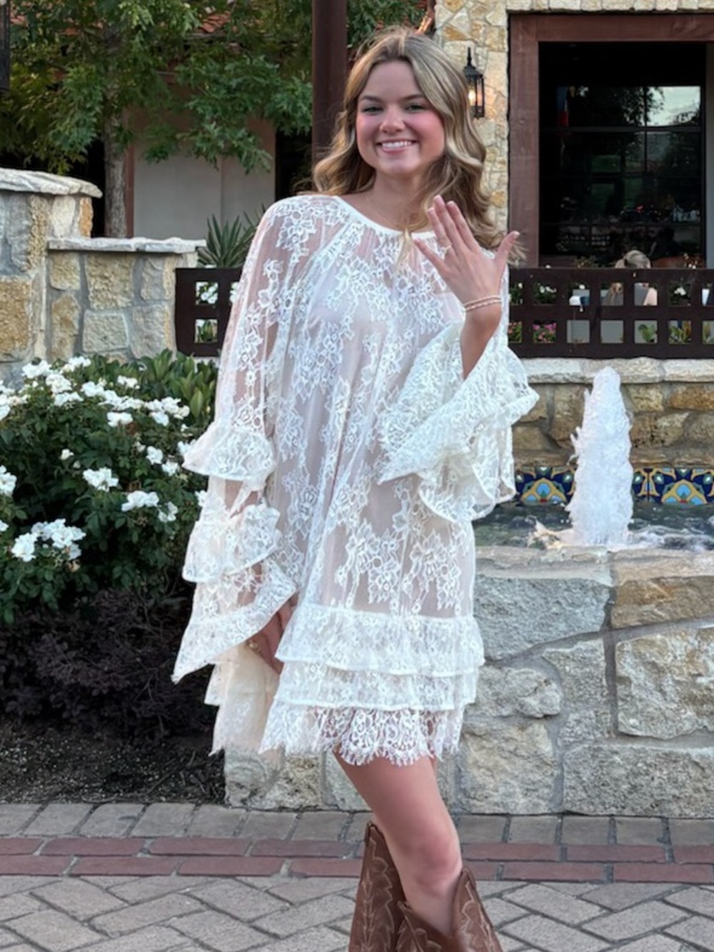 Show Me Your MuMu White Lace Ruffle Mini Dress